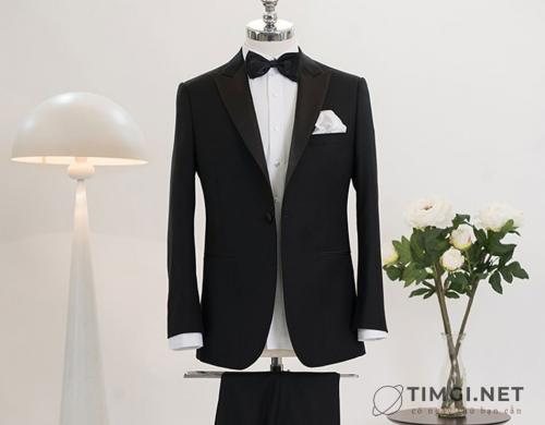 Bộ áo vest nam tuxedo đen ve nhọn 0001AP819